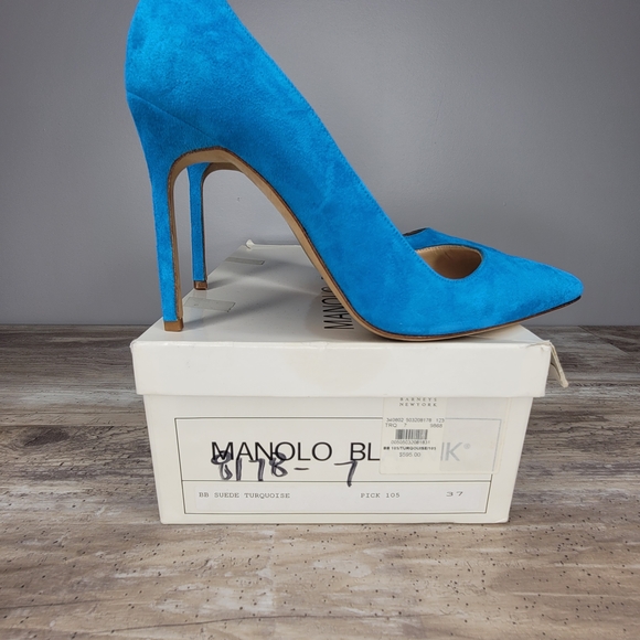 Manolo Blahnik Shoes - Manolo Blahnik Turquoise Suede Heels